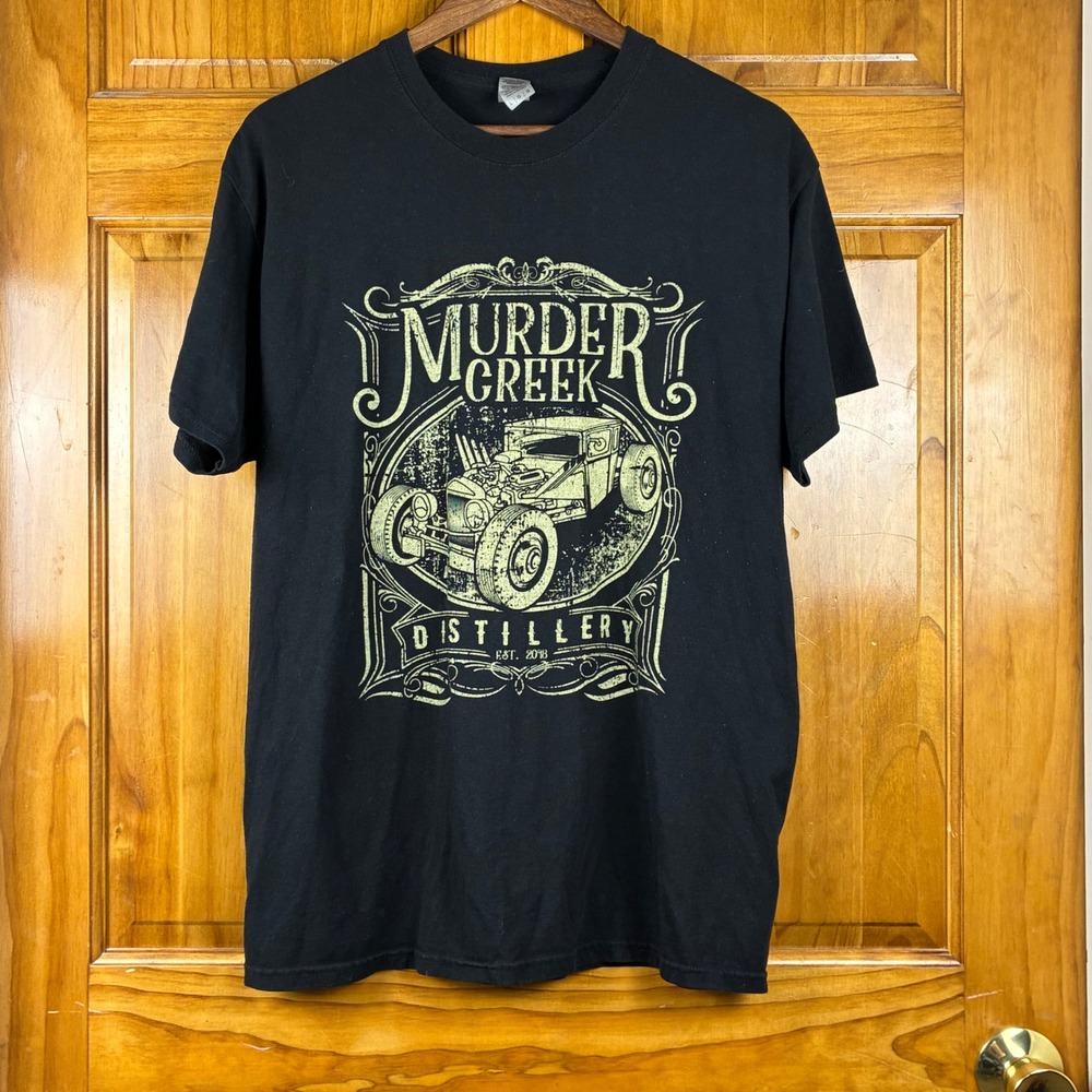 Murder Creek Distillery Rat Rod Graphic T-Shirt Mens Lg Black Gildan DryBlend